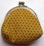 brown fabric purse metal frames and clasp