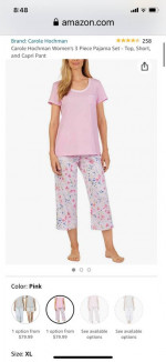 NWT 100% Cotton Carole Hochman 3-Piece Pajama Set - XXL