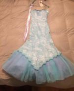 Le Gala by Mon Cheri Blue/Lavender Lacy Mermaid Formal Prom Dress Sz 2