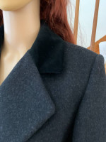 Black Liz Claiborne Winter Coat Velvet Collar 100% Wool Sz 8
