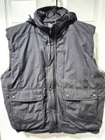 Hugo Valentino Men's Black Zip Lined Insulated Poly Cotton Vest XL