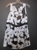 CAbi Champagne Bubbles Black/White Sleeveless Tunic Blouse MEDIUM