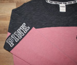 Victoria's Secret PINK Sz SM Pink & Black Relaxed Fit Logo Sweatshirt