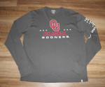 NEW Men's SIZE LARGE Gray OU Sooners Long Sleeve Logo Tee