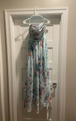 NWT Grace Karin Turquoise Floral Belted Strapless Maxi Dress Size 4