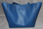 Reversible Light/Dark Blue Fashion Handbag Purse Tote Faux Leather