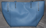 Reversible Light/Dark Blue Fashion Handbag Purse Tote Faux Leather