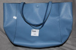Reversible Light/Dark Blue Fashion Handbag Purse Tote Faux Leather