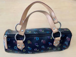 Black Handbag With Multicolored "Dd" All Over Print - Barrel-Shaped