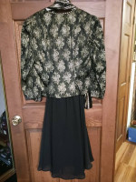 Elegant black and gold Holiday Jacket-Skirt Set with 6" clasp headband