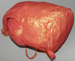 Vintage Hand-Loomed Fabric Shiny Backpack/Red w Gold Metallic Threads