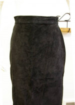 Black Suede Leather Skirt - Size 9/10