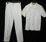 vintage women White denim jeans safari Outfit