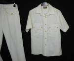vintage women White denim jeans safari Outfit