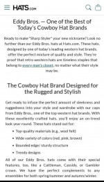 BRAND NEW - Black - Buckhorn - Cowboy Hat - Winter Hat