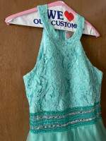 Fancy Sleeveless Formal Dress - Seafoam Green Size Small