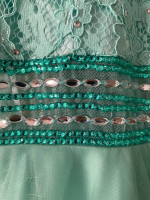 Fancy Sleeveless Formal Dress - Seafoam Green Size Small