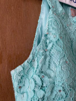 Fancy Sleeveless Formal Dress - Seafoam Green Size Small