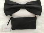 RED VALENTINO WOMEN'S SMALL SHOULDER BAG, BLACK LEATHER WITH BOW, NEW