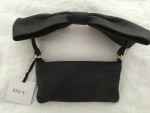 RED VALENTINO WOMEN'S SMALL SHOULDER BAG, BLACK LEATHER WITH BOW, NEW