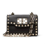 Valentino Garavani Small Rockstud Chain Flap Bag, Black, dust bag