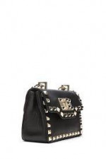 Valentino Garavani Small Rockstud Chain Flap Bag, Black, dust bag