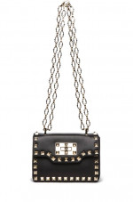 Valentino Garavani Small Rockstud Chain Flap Bag, Black, dust bag