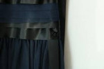 CHANEL RUNWAY COCKTAIL DRESS, NAVY WITH BLACK SILK RIBBON, SIZE 36