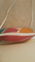 White Abstract Handbag Metallic Gold Print Shoulder Bag NEW
