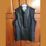 Leather Full Zipper Vest Top, Laced Sides, Black, Size 8, Newport News