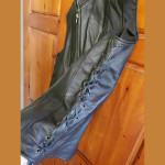 Leather Full Zipper Vest Top, Laced Sides, Black, Size 8, Newport News