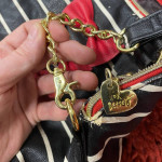 Betsey Johnson Y2K Black and White Striped Cross Body Bag w/ Red Bows