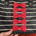 Betsey Johnson Y2K Black and White Striped Cross Body Bag w/ Red Bows