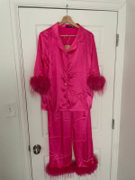 Pink pajama set + bridesmaid tote and tiara