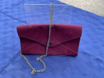 OLD NAVY Mauve Suede Snake Skin Clutch Purse w Chain Strap