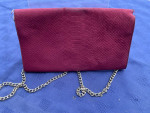 OLD NAVY Mauve Suede Snake Skin Clutch Purse w Chain Strap