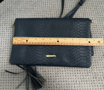 Gigi New York Hand Made Leather Python Bag Navy
