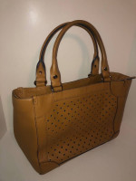 Kate Spade Tan Leather Shoulder Bag Purse. Perforated/Cut-out Design.