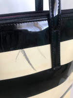 Kate Spade New York Black Off-White Striped Handbag Shoulder Bag