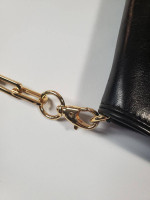 Tory Burch Gold Logo Black Bag Clutch Cross Body Purse Leather Chain
