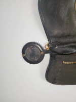 Tory Burch Gold Logo Black Bag Clutch Cross Body Purse Leather Chain