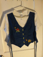 Shirt with Attached Denim Vest School Themed with Crayon Buttons