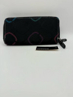 164-PTT New Womans Multi Functional Black Fabric & PU Leather Wallet By GEORGE