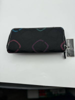 164-PTT New Womans Multi Functional Black Fabric & PU Leather Wallet By GEORGE