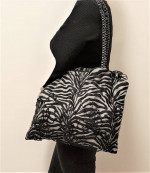 BRACCIALLINI Zebra Striped Print Pattern Shoulder Tote Bag Italy MS123