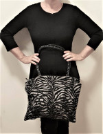 BRACCIALLINI Zebra Striped Print Pattern Shoulder Tote Bag Italy MS123