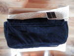 NWT Black Velveteen / Pink Sateen Snap Closure Bag 13" L x 6" High