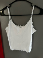 White Ruffled Hollister Crop Top