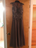 Gorgeous Bronze Mother of the Bride Long Dress Gown with Shawl