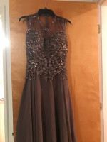 Gorgeous Bronze Mother of the Bride Long Dress Gown with Shawl
